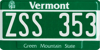 VT license plate ZSS353