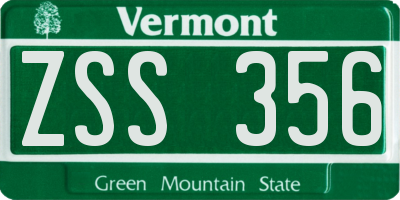 VT license plate ZSS356