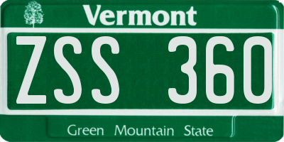 VT license plate ZSS360