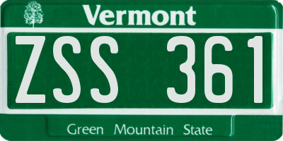 VT license plate ZSS361