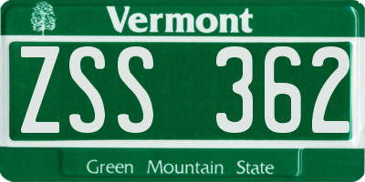 VT license plate ZSS362