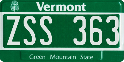 VT license plate ZSS363