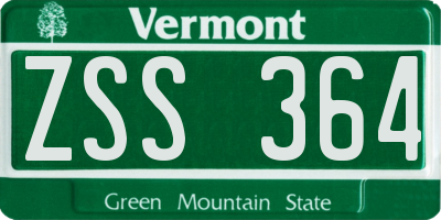 VT license plate ZSS364