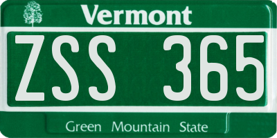 VT license plate ZSS365