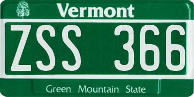 VT license plate ZSS366