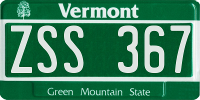 VT license plate ZSS367