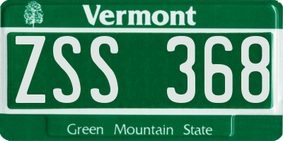 VT license plate ZSS368