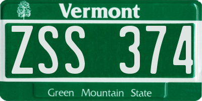 VT license plate ZSS374