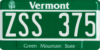 VT license plate ZSS375