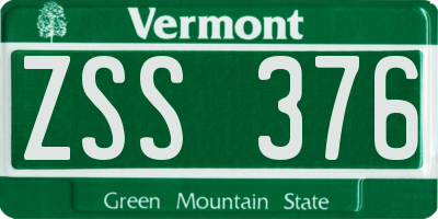 VT license plate ZSS376