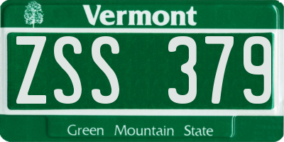 VT license plate ZSS379