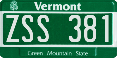 VT license plate ZSS381