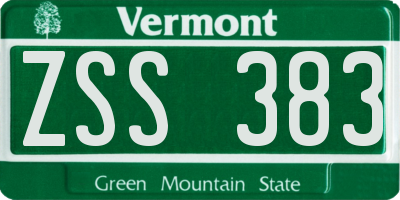 VT license plate ZSS383