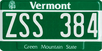 VT license plate ZSS384