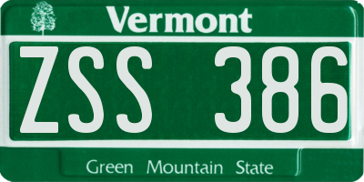 VT license plate ZSS386