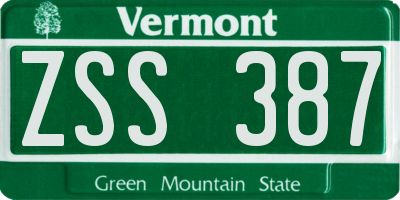 VT license plate ZSS387