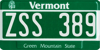 VT license plate ZSS389