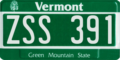 VT license plate ZSS391