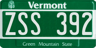 VT license plate ZSS392