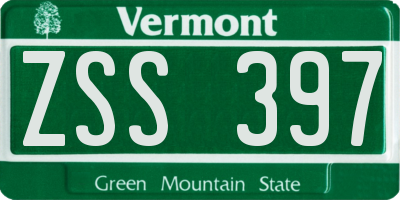 VT license plate ZSS397
