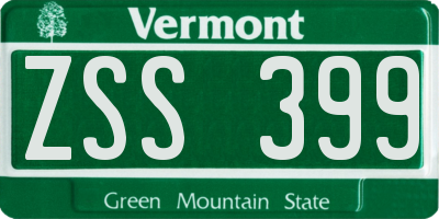 VT license plate ZSS399