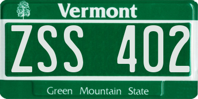 VT license plate ZSS402