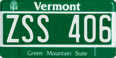 VT license plate ZSS406