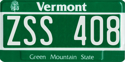VT license plate ZSS408