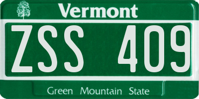 VT license plate ZSS409