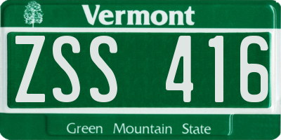 VT license plate ZSS416
