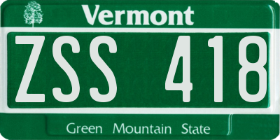 VT license plate ZSS418