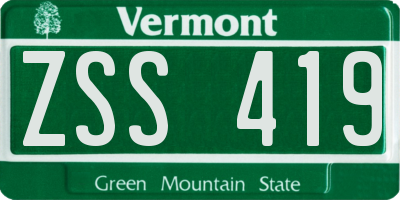 VT license plate ZSS419