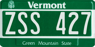 VT license plate ZSS427