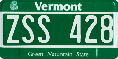 VT license plate ZSS428