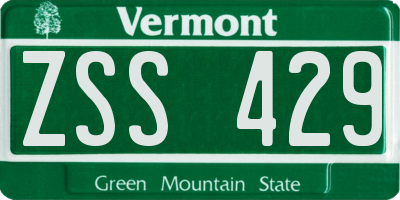 VT license plate ZSS429