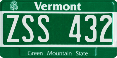 VT license plate ZSS432