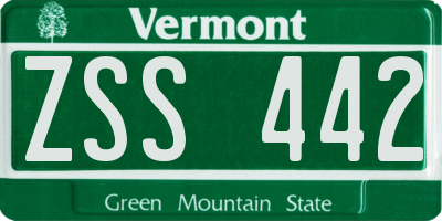 VT license plate ZSS442