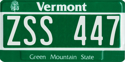 VT license plate ZSS447
