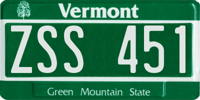VT license plate ZSS451
