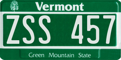 VT license plate ZSS457