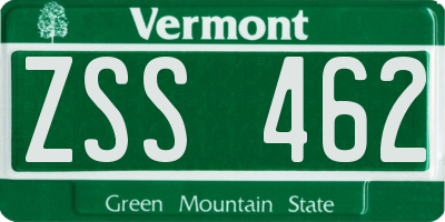 VT license plate ZSS462