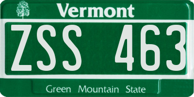 VT license plate ZSS463