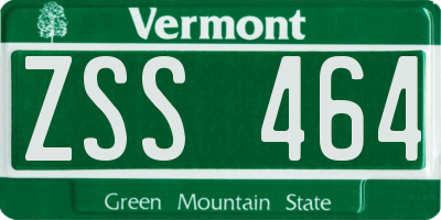 VT license plate ZSS464