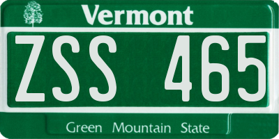 VT license plate ZSS465