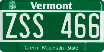 VT license plate ZSS466