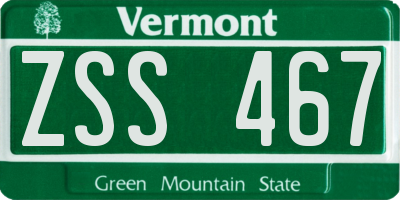 VT license plate ZSS467