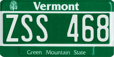 VT license plate ZSS468
