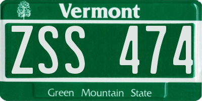 VT license plate ZSS474