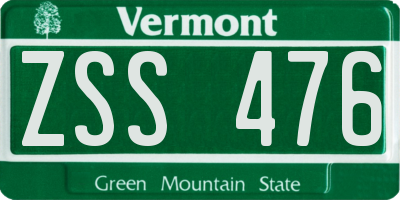 VT license plate ZSS476
