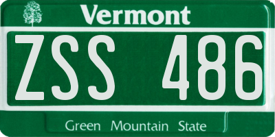 VT license plate ZSS486
